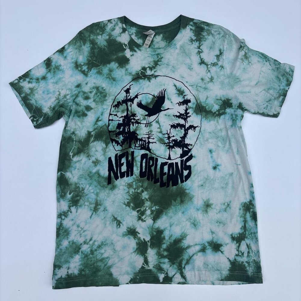 New Orleans TShirt Mens XL Green Hand Dyed & Screenprinted Swamp